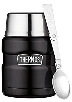【中古】【輸入品・未使用】サーモス ステンレスキング・フードジャー(0.45L)（マットブラック）Thermos Stainless King Food Jar with Folding Spoon%ｶﾝﾏ% 16-Ounce [並行