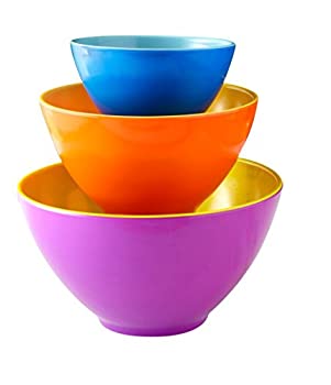 【中古】【輸入品・未使用】iEnjoyware Melamine Mixing Bowls - Set of 3 - Mix%ｶﾝﾏ% Prep & Store Foods with Ease - Two-Tone Nesting Design for Easy Storage - Colorf｜ムジカ＆フェリーチェ店