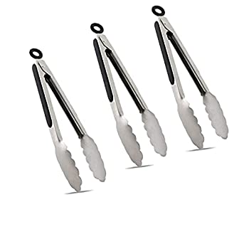 【中古】【輸入品・未使用】TENTA KITCHEN 9インチ ステンレススチール キッチントング ロックメタル フードトング ノンスリップグリップ (3個セット)