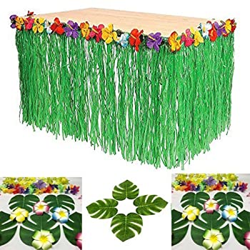 【中古】【輸入品・未使用】(Green (3 Table Skirt)) - Adorox 3 Table Skirt Hawaiian Luau Hibiscus Green Table Skirt 2.7m Party Decorations (Green (3 Table Skirt))|ムジカ&フェリーチェ店