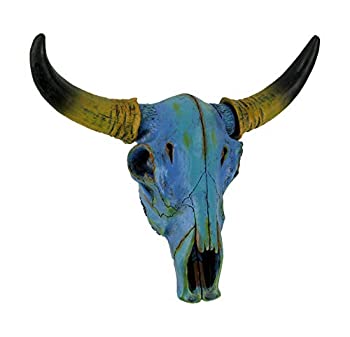 【中古】【輸入品・未使用】Colorful Blue Tie Dye Steer Skull Wall Hanging by Zeckos