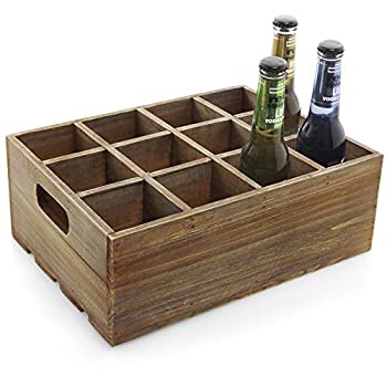 【中古】【輸入品・未使用】ヴィンテージ仕上げ素朴ブラウン木製12スロットビールボトルクレートServing/ビールストレージボックスW/Carrying Handles