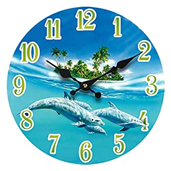 【中古】【輸入品・未使用】Sea Creations イルカ ガラス 壁時計 13インチ x 13インチ ホームウォール装飾 海岸 海岸 海岸 ビーチ|ムジカ&フェリーチェ店