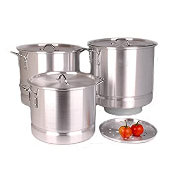 【中古】【輸入品・未使用】Uniware ProfessionalアルミStock Pot with Steamer 3のセット、64?Qt、84?Qt、100?QT|ムジカ&フェリーチェ店