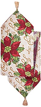 【中古】【輸入品・未使用】Decorative Christmas Poinsettias Script Design Tapestry%カンマ% 13 X 70 Table Runner by Violet Linen|ムジカ&フェリーチェ店