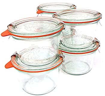 【中古】【輸入品・未使用】Weck 741 .25 Litre Mould Jars - 6 In A Set%カンマ% With Lids%カンマ% 6 Rings & 12 Clamps