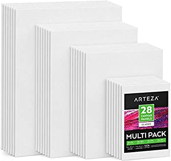 【中古】【輸入品・未使用】Arteza 絵画用キャンバスパネル マルチパック、5x7インチ、8x10 インチ、9x12インチ、11x14インチ、28枚セット、下塗り済み、無地、綿100%、再生|ムジカ&フェリーチェ店