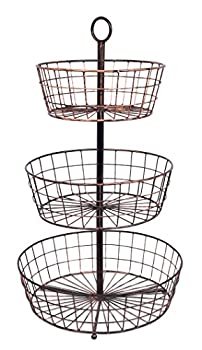 【中古】【輸入品・未使用】BirdRock Home 3段ワイヤーフルーツバスケット - ラウンドメタルスタンディングバスケット - フルーツ野菜にんにくキャディー - 自立式素朴な装|ムジカ&フェリーチェ店