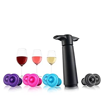 【中古】【輸入品・未使用】(Black with Set of 6 Stoppers) - Vacu Vin Wine Saver Pump%ｶﾝﾏ% Black with 8 Vacuum Bottle Stoppers%ｶﾝﾏ% Black with Set of 8 Stoppers