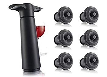 【中古】【インポート品・未当て嵌める】Vacu Vin ワインセーバーポンプ 無意味さ瓶ストッパーx2個付き添い人 黒いこと 0980450-MMP