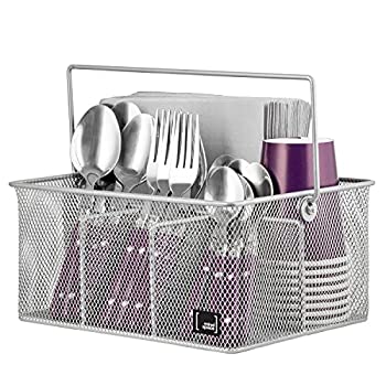 【中古】【輸入品・未使用】(Silver) - Silver Utensil Holder By Mindspace%カンマ% Kitchen Condiment Organiser and Flatware Utensil Caddy The Mesh Collection%カンマ% Silv|ムジカ&フェリーチェ店