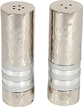【中古】【インポート品・未当て嵌める】Yair Emanuel Hammered Nickel Salt and Pepper Shaker Set- Silver Rings