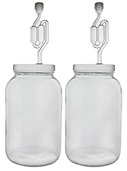【中古】【インポート品・未当て嵌める】One Gallon Wide Mouth Jar with Lid and Twin Bubble Airlock-Set of 2 by Home Brew Ohio