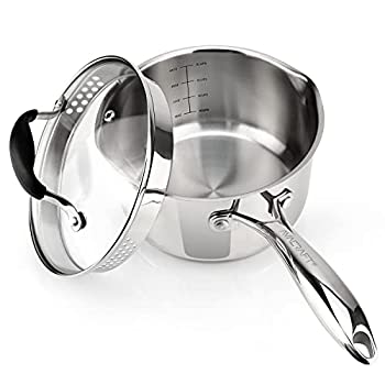【中古】【輸入品・未使用】AVACRAFT 2.4l Stainless Steel Saucepan with Glass Lid%ｶﾝﾏ% Straining Holes%ｶﾝﾏ% Two Side Spouts for Easy Pour with Ergonomic Handle
