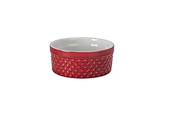【中古】【輸入品・未使用】BIA Cordon Bleu 404946+767S1SIOC Textured Bakeware Round Souffle Dish%ｶﾝﾏ% Red/White