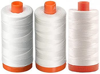 【中古】【輸入品・未使用】3パック - Aurifil 50WT - ホワイト + ナチュラルホワイト + チョーク - マココットン糸 - 各1422ヤード｜ムジカ＆フェリーチェ店