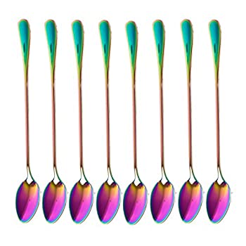 【中古】【輸入品・未使用】(pointed%ｶﾝﾏ% iridescence 8) - Long-handled ice tea spoon%ｶﾝﾏ% cocktail stir spoons%ｶﾝﾏ% stainless steel coffee spoons%ｶﾝﾏ% Coloured ic