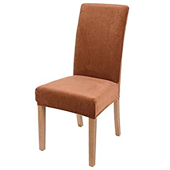 【中古】【輸入品・未使用】Smiry ベルベット ストレッチ ダイニングルーム チェアカバー ソフト 取り外し可能 ダイニングチェア スリップカバー 4枚セット キャメル｜ムジカ＆フェリーチェ店