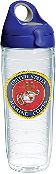 【中古】【インポート品・未当て嵌める】Tervis 1282372乗り組み員隊古典派音楽Seal Flex Tumbler with Emblem and青みwith薄墨色蓋24薬局衡オンス水瓶、読みやすい