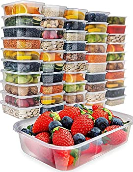 【中古】【輸入品・未使用】50食品ストレージコンテナwith Lids???プラスチック食品容器食事PrepコンテナFood Prepコンテナfor Food???Plastic Containers with Lidsランチ