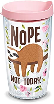 【中古】【インポート品・未当て嵌める】Tervis 1303151 Sloth Nope Not Today Insulated Tumbler with Wrap and Pink Lid%ｶﾝﾏ% 470ml%ｶﾝﾏ% Clear