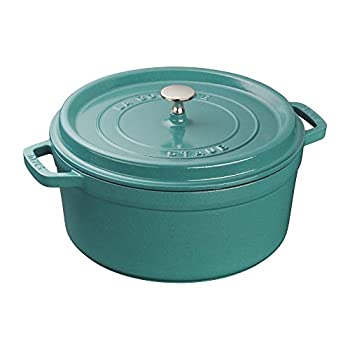 【中古】【インポート品・未当てはめる】Staub 鋳鉄 5.5クオート ラウンドココット 青緑色