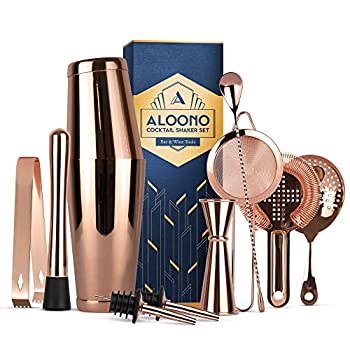 【中古】【輸入品・未使用】(Copper-15 piece) - 11-piece Copper Cocktail Shaker Bar Set: 2 Weighted Boston Shakers%ｶﾝﾏ% Cocktail Strainer Set%ｶﾝﾏ% Double Jigger%ｶﾝ