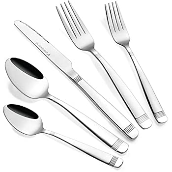【中古】【輸入品・未使用】ステンレススチール食器 ? 8-40ピースカトラリーセット ? 18/10フラットウェアセット ? シルバーウェアセット ? つや消しステンレススチール食器