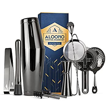 【中古】【輸入品・未使用】(Black-11 piece) - 11-piece Black Cocktail Shaker Bar Set: 2 Weighted Boston Shakers%ｶﾝﾏ% Cocktail Strainer Set%ｶﾝﾏ% Double Jigger%ｶﾝﾏ%｜ムジカ＆フェリーチェ店