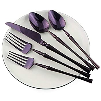 【中古】【インポート品・未当て嵌める】BRIIEC 食器20点書き割り パープル 銀器 18/10 ステンレス鋼スチール写真 再当て嵌める能力のある 華燭の典 食器カトラリー書き割り BRIXMYMIRPURP54
