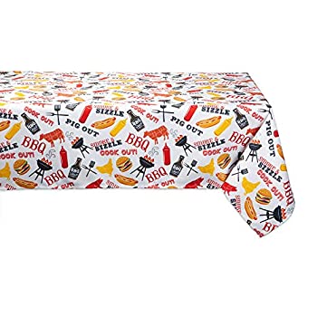【中古】【輸入品・未使用】DII Bbq Fun Print Outdoor Tablecloth