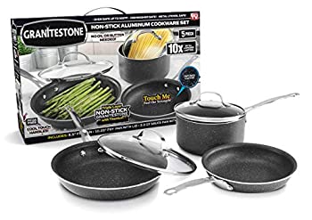 【中古】【輸入品・未使用】GRANITESTONE ノンスティック調理器具5点セット 傷つきにくい鍋とフライパン 花崗岩コーティングされた陽極酸化アルミニウム 食洗機対応 PFOAフ｜ムジカ＆フェリーチェ店