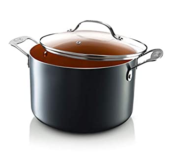 【中古】【インポート品・未当て嵌める】Gothamスチールノンスティック銅7?Qt heavy-duty買い溜めるポット、Stovetop and oven-safe最大限度500度、ノン突っ支い棒チタンとセラミックコーティ