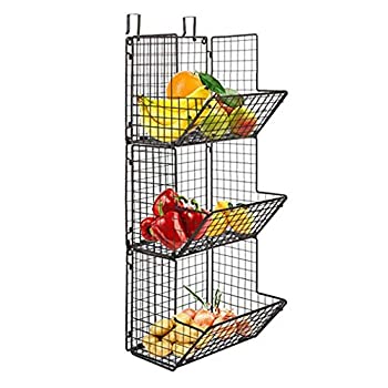 【中古】【輸入品・未使用】Hanging fruit basket rustic shelves Metal Wire 3 Tier Wall Mounted / over the door organizer Kitchen Fruit Produce Bin Rack Bathroom To