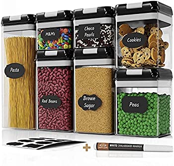 【中古】【輸入品・未使用】Chef's Path (シェフズ パス) 気密 食品保存容器セット - 7点セット - ラベル マーカー - キッチン パントリー 整理容器 - BPAフリー - 透明プラ