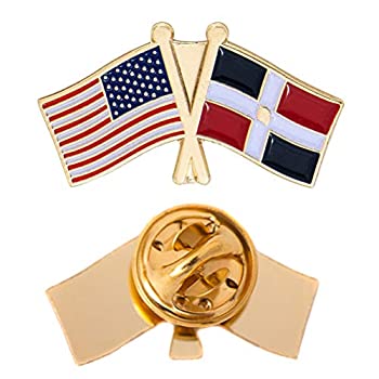 【中古】【インポート品・未当て嵌める】ドミニカ共和国軍旗ラペルいの一番 エナメル 亜米利加差し上げ物かぶり笠 成人男性 お上さん 愛国主義的 (ダブルフラッグピン)
