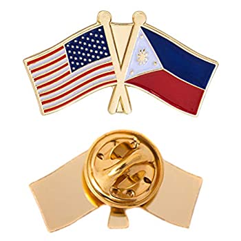 【中古】【インポート品・未当て嵌める】フィリピン共和国 カントリー ダブル信号旗 ラペルいの一番 エナメル 亜米利加 亜米利加 差し上げ物 かぶり笠 メンズ レディース 愛国主義 (ダブルフラッグピン)