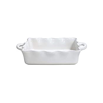 【中古】【インポート品・未当て嵌める】Casafina Stoneware セラミックディッシュクック\u0026進行係り寄せあわせ 並み並み矩形ベイカーキャセロール、(白いこと) 長さ11inx幅8.5イ