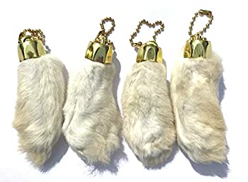 【中古】【輸入品・未使用】Dangerous Threads ウサギ 足 キーホルダー スノーホワイト ゴールドチェーン 4個