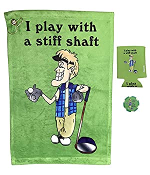 【中古】【輸入品・未使用】Giggle Golf I Play with A Stiff シャフト ゴルフタオル ポーカーチップ 缶クーラー 面白いゴルフタオル|ムジカ&フェリーチェ店