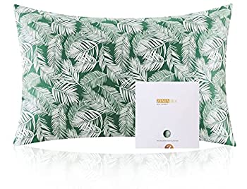 【中古】【インポート品・未当て嵌める】ZIMASILK マルベリーシルク100%枕取りまかなう 髪と肌の思わしいに 両面19匁シルクフローラルプリント 1枚 (第一人者 20in x 36in、緑であること岩礁)