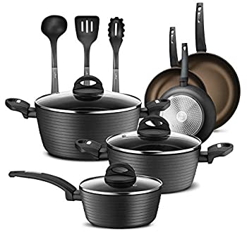 【中古】【輸入品・未使用】Nutrichef NCCW12S ノンスティックキッチン調理器具12点セット ブロンズ