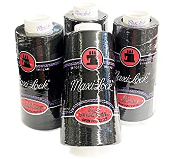 【中古】【輸入品・未使用】大きなコーン4個(各3000ヤード)テキスト 27 ポリエステル 裁縫 キルティングサージェーマキシロック 多目的スレッド ホワイトまたはブラック (ブ