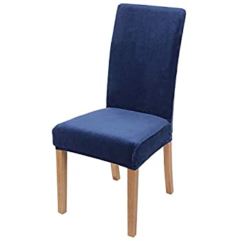 【中古】【輸入品・未使用】Smiry ベルベット ストレッチ ダイニングルーム チェアカバー ソフト 取り外し可能 ダイニングチェアスリップカバー 6枚セット フェデラルブルー|ムジカ&フェリーチェ店