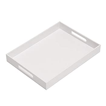 【中古】【輸入品・未使用】光沢ホワイト丈夫なアクリルサービングトレイ ハンドル付き 12x16インチ コーヒー/前菜/朝食/バトラー キッチンカウンタートップトレイ メイクア