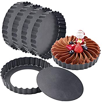 【中古】【輸入品・未使用】Hslife キッシュパン 6個パック ノンスティック 取り外し可能な底面溝付きミニタルトパン 5インチ|ムジカ&フェリーチェ店