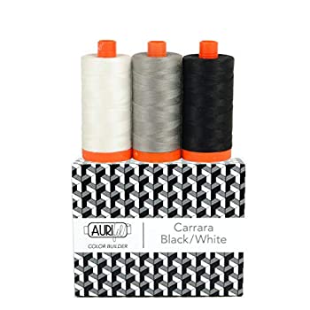 【中古】【輸入品・未使用】Aurifil Thread AC50CP3-012 CB CarrarBlk/Wh 3個、ブラック