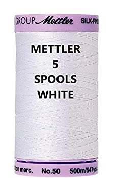 【中古】【輸入品・未使用】Mettler 5パック シルク仕上げ ソリッドコットン糸 547ヤード/500m ホワイト｜ムジカ＆フェリーチェ店