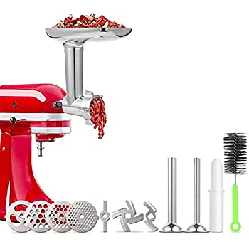 【中古】【輸入品・未使用】KitchenAid スタンドミキサー用ミートグラインダーアタッチメント ソーセージスタッファーチューブ2個付き 丈夫な金属製フードグラインダーアタ