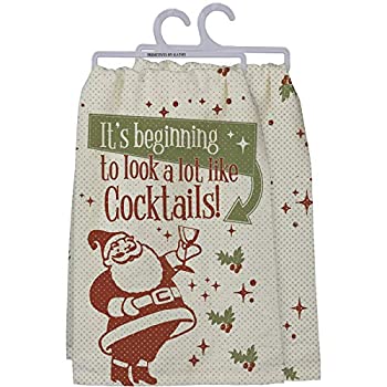 【中古】【インポート品・未当て嵌める】Primitives by Kathy 108228 Look A Lot Like Cocktails ディッシュ西洋手ぬぐい 高さ28in マルチ色合い 綿織物